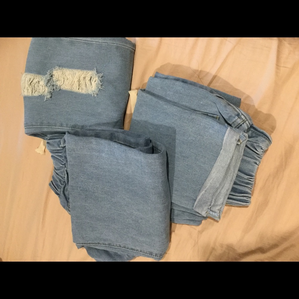 DISTRESSED DRAWSTRING WAIST CROPPED JEANS - Picture 4 of 7